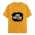 Female Classic Crew T-Shirt | Women's Regular Fit | 180 GSM Bio-Washed Cotton | Double Stitched, Pre-Shrunk | Personalized | DTG | Grunge | Positivity | Motivation | Everyday | Uplifting - front - Golden Yellow - mockup 1