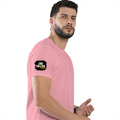 Men's Classic Crew T-Shirt | Regular Fit | 180 GSM Bio-Washed Cotton | DTF Print Ready | Pre-Shrunk, Durable | Personalized | DTF | Grunge | Positivity | Motivation | Everyday | Uplifting - right sleeve - Flamingo - mockup 6