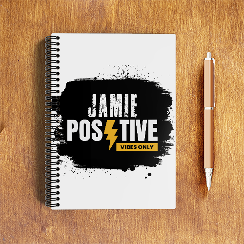 NotePad | A5 Size | Digital Print | 120 Pages | Unisex | Personalized | Grunge | Positivity | Motivation | Everyday | Uplifting - front - White - mockup 1