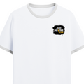 Ringer T-shirt | Unisex Fit | 100% Cotton DTG Print | Contrast Rib Neck | Adults | Personalized | DTG | Grunge | Positivity | Motivation | Everyday | Uplifting - left pocket - White Black - mockup 3