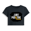 Female Baby Tee | Cropped Snug Fit, Gen Z | 95% Cotton 5% Spandex Blend | Stretchy, Breathable, Pre-shrunk | Women's | Personalized | DTG | Grunge | Positivity | Motivation | Everyday | Uplifting - front - Navy Blue - mockup 1