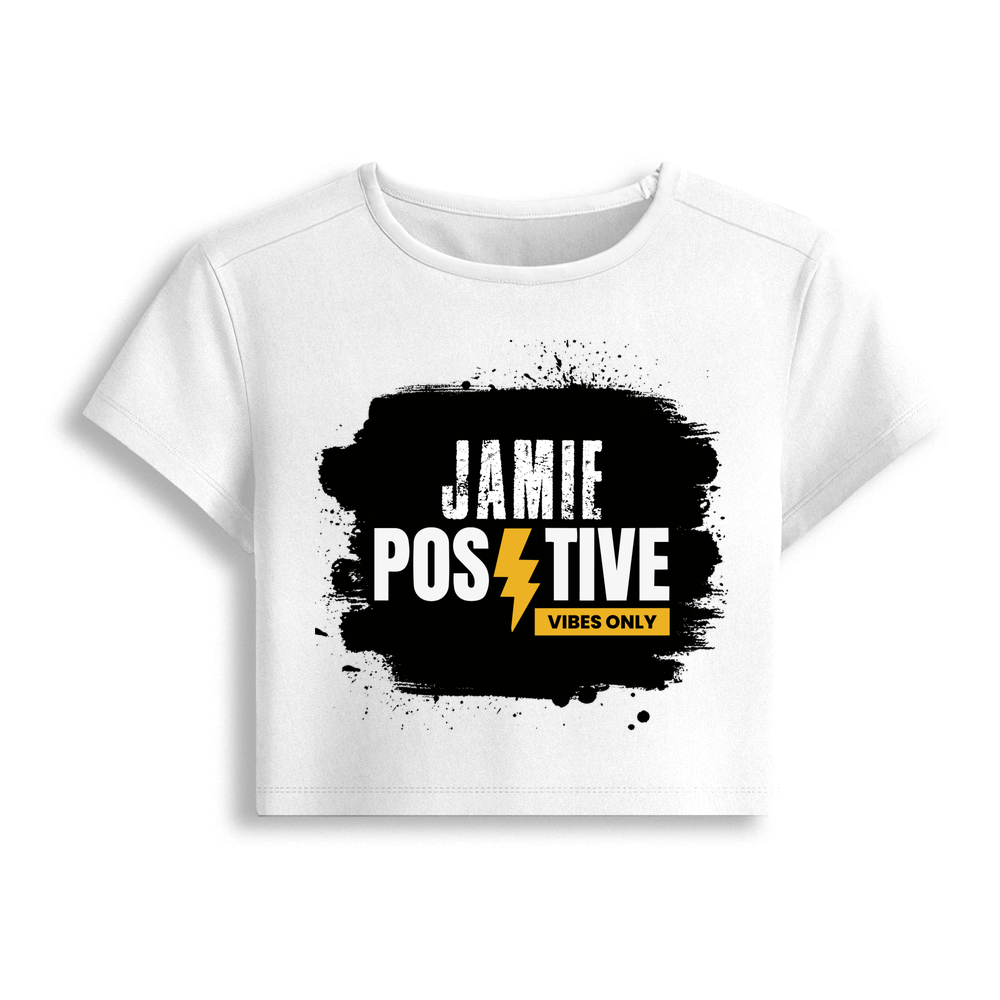 Female Baby Tee | Cropped Snug Fit, Gen Z | 95% Cotton 5% Spandex Blend | Stretchy, Breathable, Pre-shrunk | Women's | Personalized | DTG | Grunge | Positivity | Motivation | Everyday | Uplifting - front - White - mockup 1