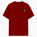 Cotton Stretch T-Shirt | Unisex Fit | 95% Cotton 5% Spandex Blend | DTG Print | Stretchable, Breathable, 240 GSM | Adults | Personalized | DTG | Grunge | Positivity | Motivation | Everyday | Uplifting - left pocket - Red - mockup 3