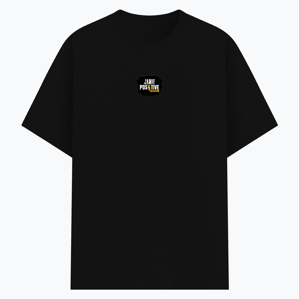 Basic T-Shirt | Unisex Fit | Poly-Cotton Blend | Bio & Silicon Washed | Durable Lycra Rib Neck | Adults | Personalized | DTG | Grunge | Positivity | Motivation | Everyday | Uplifting - front - Black - mockup 1