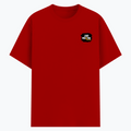 Basic T-Shirt | Unisex Fit XS-2XL | Poly-Cotton Blend Soft Finish | Durable Stitching, Lycra Rib Neck | Adults | Personalized | DTG | Grunge | Positivity | Motivation | Everyday | Uplifting - left pocket - Red - mockup 3