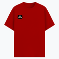 Basic T-Shirt | Unisex Fit XS-2XL | Poly-Cotton Blend Soft Finish | Durable Stitching, Lycra Rib Neck | Adults | Personalized | DTG | Grunge | Positivity | Motivation | Everyday | Uplifting - right pocket - Red - mockup 4