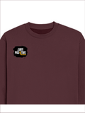 Oversized Sweatshirt | Relaxed Fit | 400 GSM Cotton Blend | DTG Ready | Pre-Shrunk | Drop Shoulder | Unisex Adult | Personalized | DTG | Grunge | Positivity | Motivation | Everyday | Uplifting - right pocket - Maroon - mockup 4