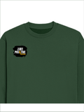 Oversized Sweatshirt | Relaxed Fit Drop Shoulder | 400 GSM Cotton Blend DTG | Pre-Shrunk Bio-Washed | Unisex Adult | Personalized | DTG | Grunge | Positivity | Motivation | Everyday | Uplifting - right pocket - Bottle Green - mockup 4