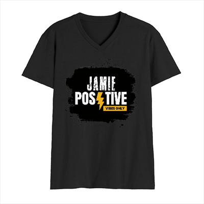 Male V Neck T-Shirt | Regular Fit | 180 GSM Bio-Washed Cotton | DTG Print | Double Stitched Seam | Men | Personalized | DTG | Grunge | Positivity | Motivation | Everyday | Uplifting - front - Black - mockup 1