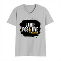 Male V Neck T-Shirt | Men's Regular Fit | 180 GSM Bio-Washed Cotton | DTG Print | Double Stitched, Pre-Shrunk | Personalized | DTG | Grunge | Positivity | Motivation | Everyday | Uplifting - front - Grey Melange - mockup 1