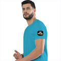 Female Classic Crew T-Shirt | Regular Fit | 180 GSM Bio-Washed Cotton Blend | Double Stitched Seam | Women's | Personalized | DTG | Grunge | Positivity | Motivation | Everyday | Uplifting - left sleeve - SkyBlue - mockup 5