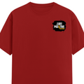 Female Classic Crew T-Shirt | Regular Fit | Women | 180 GSM Bio-Washed Cotton Blend | DTG | Pre-Shrunk | Double Stitched | Personalized | Grunge | Positivity | Motivation | Everyday | Uplifting - left pocket - Red - mockup 3