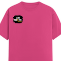 Female Classic Crew T-Shirt | Regular Fit | Women | 180 GSM Bio-Washed Cotton Blend | DTG | Pre-Shrunk | Double Stitched | Personalized | Grunge | Positivity | Motivation | Everyday | Uplifting - right pocket - Pink - mockup 4