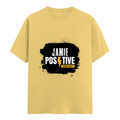 Female Classic Crew T-Shirt | Women's Regular Fit | 180 GSM Bio-Washed Cotton Blend | Double Stitched Seam | Folded Neck | Women | Personalized | DTG | Grunge | Positivity | Motivation | Everyday | Uplifting - front - Yellow - mockup 1