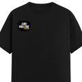 Female Classic Crew T-Shirt | Women's Regular Fit | 180 GSM Bio-Washed Cotton Blend | Double Stitched Seam | Folded Neck | Women | Personalized | DTG | Grunge | Positivity | Motivation | Everyday | Uplifting - right pocket - Black - mockup 4