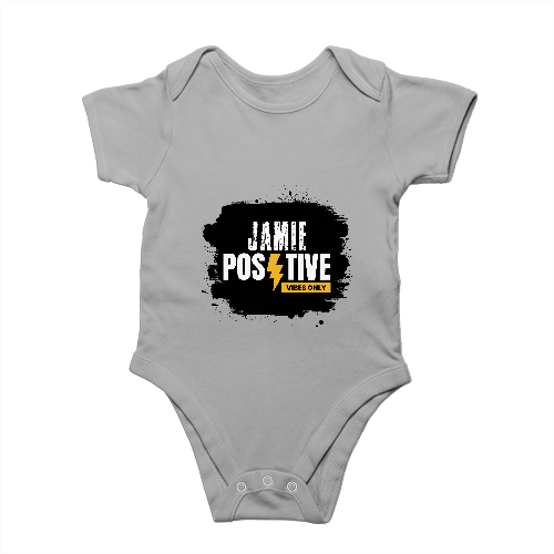 Baby Rompers | 0-12 Months Regular Fit | 180 GSM Bio-Washed Cotton | Double Stitched, Pre-Shrunk | Unisex | Personalized | DTG | Grunge | Positivity | Motivation | Everyday | Uplifting - front - Grey Melange - mockup 1
