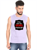 Male Sleeveless T-Shirt | Men's Regular Fit | 180 GSM Bio-Washed Cotton | DTG Printed | Pre-Shrunk, Double Stitched | Personalized | DTG | Humorous | Humor | Relationships | Everyday | Amusing - front - Lavender - mockup 1
