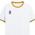 Ringer T-shirt | Unisex | DTG Print | Contrast Trim | Men's, Women's | Personalized | DTG | Minimalist | Trust | Friendship | Friendship Day - right pocket - Mustard yellow off white - mockup 4