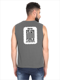 Men's Sleeveless T-Shirt | Regular Fit | 180 GSM Bio-Washed Cotton DTG | Pre-Shrunk, Double Stitched | For Gym & Casual Wear | Personalized | DTG | Minimalist | Trust | Friendship | Friendship Day - back - Charcoal Melange - mockup 2