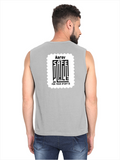 Men's Sleeveless T-Shirt | Regular Fit | 180 GSM Bio-Washed Cotton DTG | Pre-Shrunk, Double Stitched | For Gym & Casual Wear | Personalized | DTG | Minimalist | Trust | Friendship | Friendship Day - back - Grey Melange - mockup 2