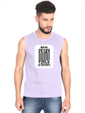 Men's Sleeveless T-Shirt | Regular Fit | 180 GSM Bio-Washed Cotton | Pre-Shrunk, Double Stitched | Men | Personalized | DTF | Minimalist | Trust | Friendship | Friendship Day - front - Lavender - mockup 1