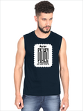 Men's Sleeveless T-Shirt | Regular Fit | 180 GSM Bio-Washed Cotton | Pre-Shrunk, Double Stitched | Men | Personalized | DTF | Minimalist | Trust | Friendship | Friendship Day - front - Navy Blue - mockup 1