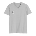 Men's V-Neck T-Shirt | Regular Fit | 180 GSM Bio-Washed Cotton | DTG Print | Durable | Personalized | DTG | Minimalist | Trust | Friendship | Friendship Day - right pocket - Grey Melange - mockup 4
