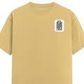 Female Classic Crew T-Shirt | Women's Regular Fit | 180 GSM Bio-Washed Cotton | Double Stitched, Pre-Shrunk | Personalized | DTG | Minimalist | Trust | Friendship | Friendship Day - left pocket - Beige - mockup 3