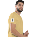 Female Classic Crew T-Shirt | Women's Regular Fit | 180 GSM Bio-Washed Cotton | Double Stitched, Pre-Shrunk | Personalized | DTG | Minimalist | Trust | Friendship | Friendship Day - right sleeve - Beige - mockup 6