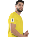 Men's Classic Crew T-Shirt | Regular Fit | 180 GSM Bio-Washed Cotton | DTF Print Ready | Pre-Shrunk, Durable | Personalized | DTF | Minimalist | Trust | Friendship | Friendship Day - right sleeve - New Yellow - mockup 6