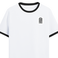 Ringer T-shirt | Unisex Fit | 100% Cotton DTG Print | Contrast Rib Neck | Adults | Personalized | DTG | Minimalist | Trust | Friendship | Friendship Day - left pocket - Black White - mockup 3