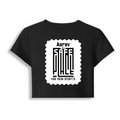 Female Baby Tee | Cropped Snug Fit, Gen Z | 95% Cotton 5% Spandex Blend | Stretchy, Breathable, Pre-shrunk | Women's | Personalized | DTG | Minimalist | Trust | Friendship | Friendship Day - back - Black - mockup 2