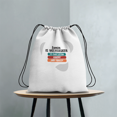Personalized Graphic Design Drawstring Bag with Custom Name - Drawstring Bag