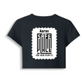 Female Baby Tee | Cropped Fitted | 95% Cotton/5% Spandex DTG | Soft Stretchy Breathable | Gen Z | Personalized | DTG | Minimalist | Trust | Friendship | Friendship Day - back - Navy Blue - mockup 2