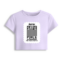 Female Baby Tee | Cropped Fitted | Cotton Spandex Blend | Pre-shrunk Stretch | Women's | Personalized | DTF | Minimalist | Trust | Friendship | Friendship Day - front - Lavender - mockup 1