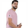 Cotton Stretch T-Shirt | Unisex Fit | 95% Cotton 5% Spandex Blend | DTG Print | Stretchable, Breathable, 240 GSM | Adults | Personalized | DTG | Minimalist | Trust | Friendship | Friendship Day - right sleeve - Light Baby Pink - mockup 6