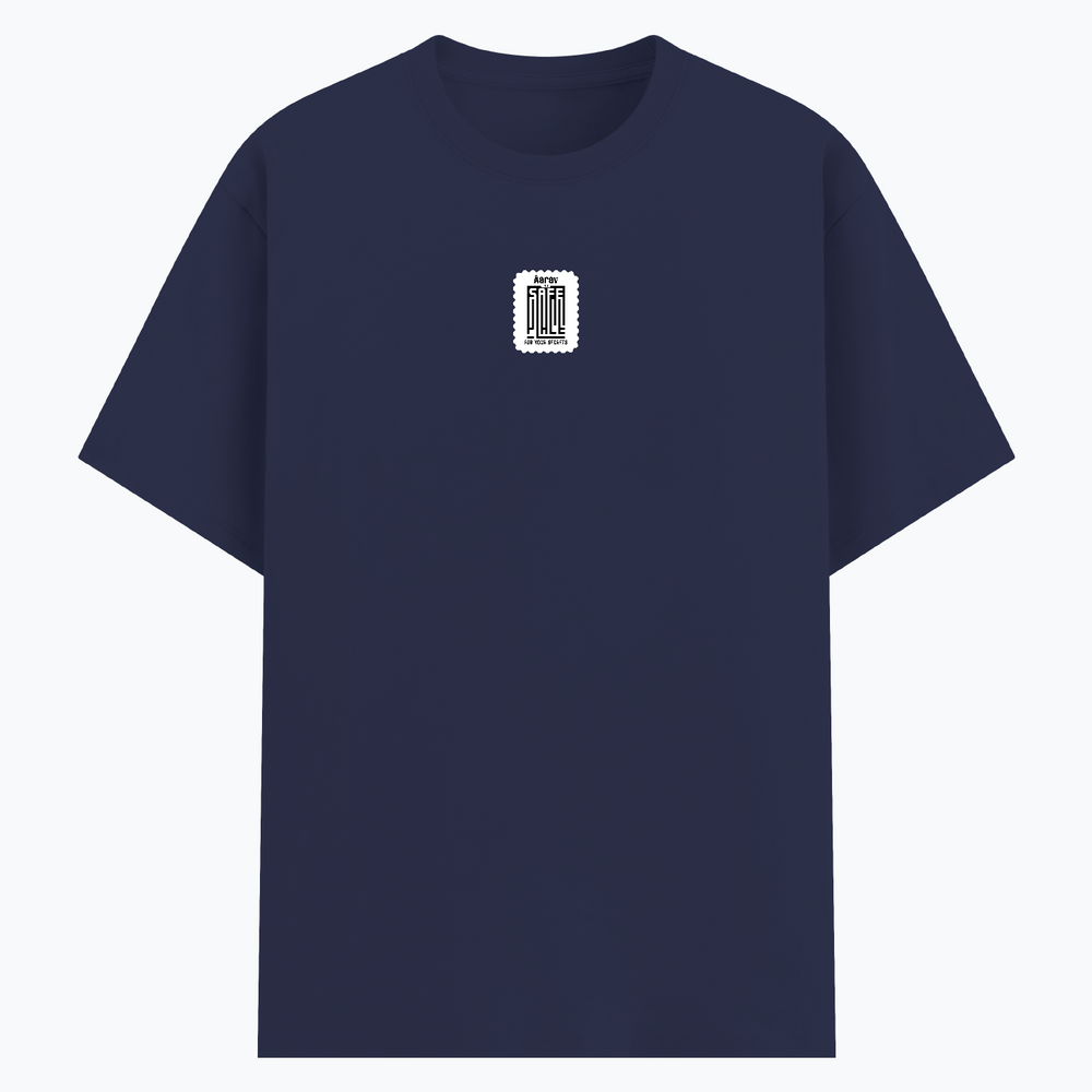 Basic T-Shirt | Unisex Fit XS-2XL | Poly-Cotton Blend Soft Finish | Durable Stitching Lycra Rib Neck | Adults | Personalized | DTG | Minimalist | Trust | Friendship | Friendship Day - front - Navy Blue - mockup 1