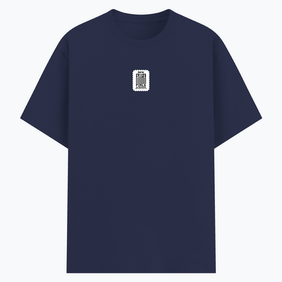 Basic T-Shirt | Unisex Fit XS-2XL | Poly-Cotton Blend Soft Finish | Durable Stitching Lycra Rib Neck | Adults | Personalized | DTG | Minimalist | Trust | Friendship | Friendship Day - front - Navy Blue - mockup 1