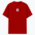 Basic T-Shirt | Unisex Fit XS-2XL | Poly-Cotton Blend Soft Finish | Durable Stitching Lycra Rib Neck | Adults | Personalized | DTG | Minimalist | Trust | Friendship | Friendship Day - front - Red - mockup 1