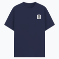 Basic T-Shirt | Unisex Fit XS-2XL | Poly-Cotton Blend Soft Finish | Durable Stitching Lycra Rib Neck | Adults | Personalized | DTG | Minimalist | Trust | Friendship | Friendship Day - left pocket - Navy Blue - mockup 3