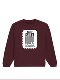 Oversized Sweatshirt | Relaxed Fit Unisex | 400 GSM Cotton Blend | Pre-Shrunk, Drop Shoulder Design | Personalized | DTG | Minimalist | Trust | Friendship | Friendship Day - front - Maroon - mockup 1
