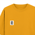 Oversized Classic T-Shirt | Unisex Oversized Fit | 100% Super-Combed Cotton, 240 GSM | Pre-Shrunk, Double-Stitched | Unisex | Personalized | DTG | Minimalist | Trust | Friendship | Friendship Day - left pocket - Golden Yellow - mockup 3