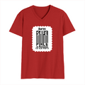 Male V Neck T-Shirt | Men's Regular Fit | 180 GSM Bio-Washed Cotton | DTG Print | Double Stitched, Ribbed Neck | Personalized | DTG | Minimalist | Trust | Friendship | Friendship Day - front - Red - mockup 1