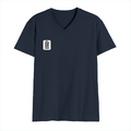 Men's V-Neck T-Shirt | Regular Fit | 180 GSM Bio-Washed Cotton | DTG Print Ready | Pre-Shrunk, Double Stitched | Personalized | DTG | Minimalist | Trust | Friendship | Friendship Day - right pocket - Navy Blue - mockup 4