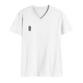 Men's V-Neck T-Shirt | Regular Fit | 180 GSM Bio-Washed Cotton | DTG Print Ready | Pre-Shrunk, Double Stitched | Personalized | DTG | Minimalist | Trust | Friendship | Friendship Day - right pocket - White - mockup 4