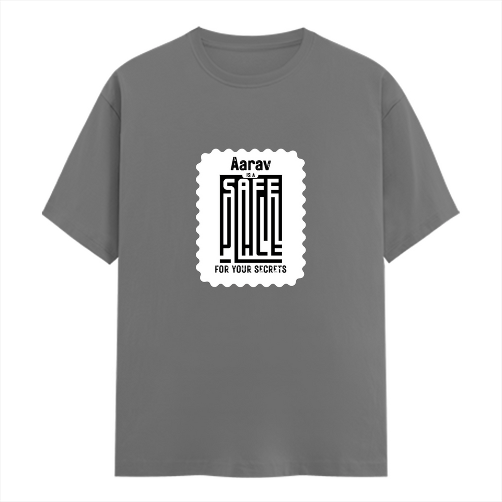 Men's Classic Crew T-Shirt | Regular Fit | 180 GSM Bio-Washed Cotton | DTG Printed | Double-Stitched Seams | Personalized | DTG | Minimalist | Trust | Friendship | Friendship Day - front - Charcoal Melange - mockup 1
