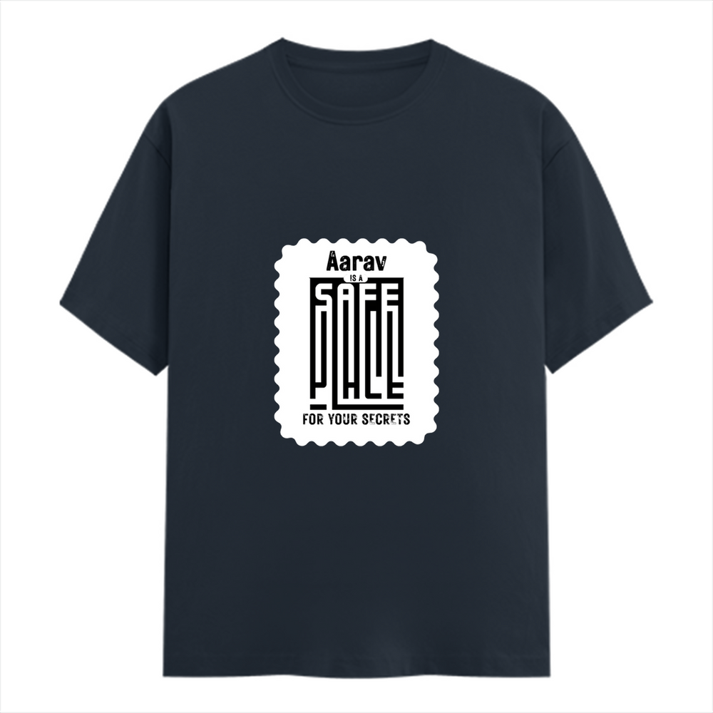 Female Classic Crew T-Shirt | Regular Fit | 180 GSM Bio-Washed Cotton Blend | Double Stitched Seam | Women's | Personalized | DTG | Minimalist | Trust | Friendship | Friendship Day - front - Navy Blue - mockup 1