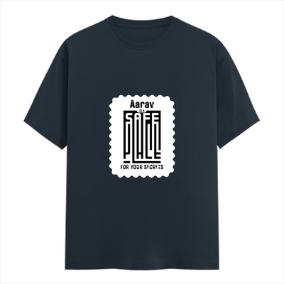 Female Classic Crew T-Shirt | Regular Fit | 180 GSM Bio-Washed Cotton Blend | Double Stitched Seam | Women's | Personalized | DTG | Minimalist | Trust | Friendship | Friendship Day - front - Navy Blue - mockup 1