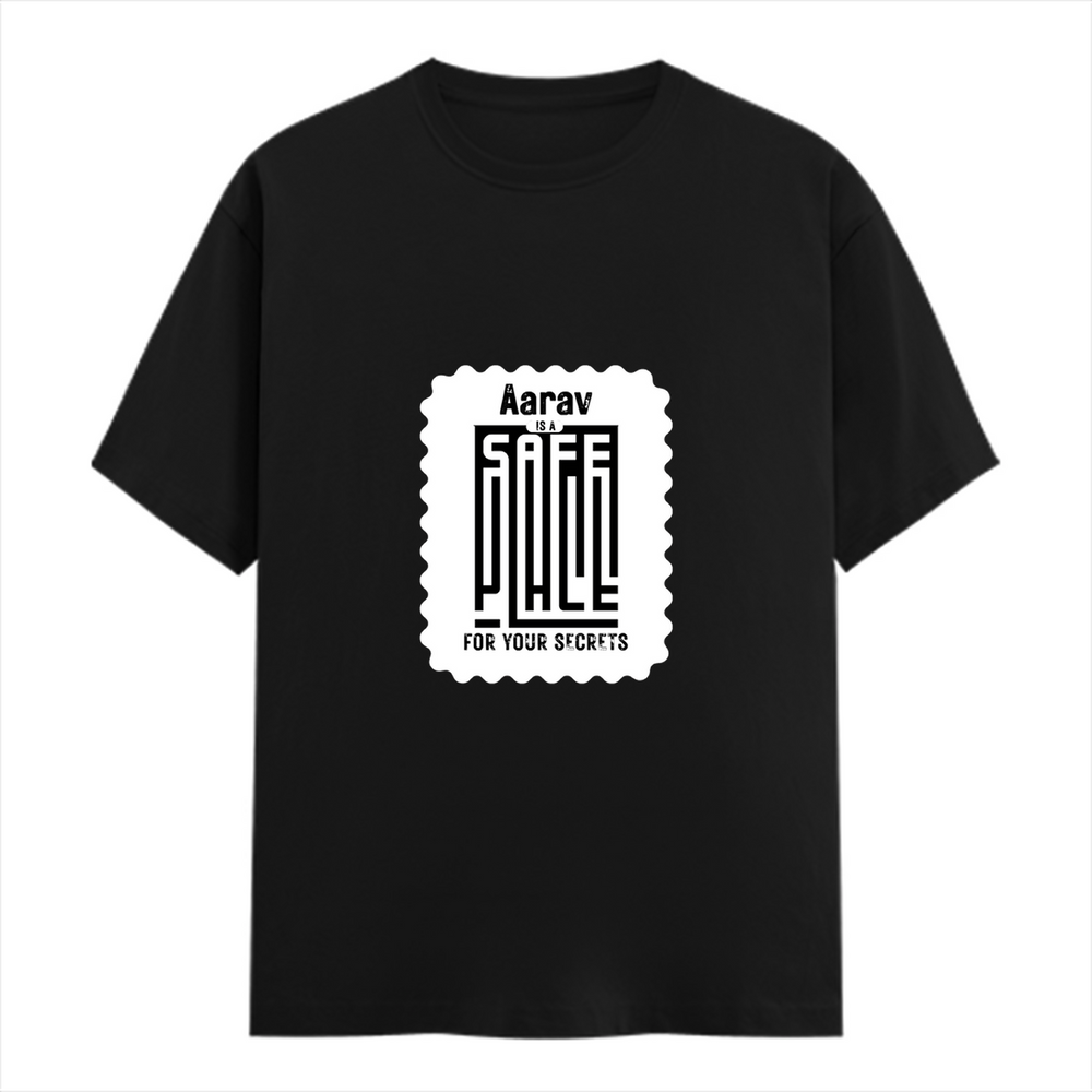 Female Classic Crew T-Shirt | Regular Fit | Women | 180 GSM Bio-Washed Cotton Blend | DTG | Pre-Shrunk | Double Stitched | Personalized | Minimalist | Trust | Friendship | Friendship Day - front - Black - mockup 1