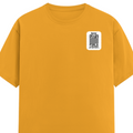 Female Classic Crew T-Shirt | Regular Fit | Women | 180 GSM Bio-Washed Cotton Blend | DTG | Pre-Shrunk | Double Stitched | Personalized | Minimalist | Trust | Friendship | Friendship Day - left pocket - Golden Yellow - mockup 3